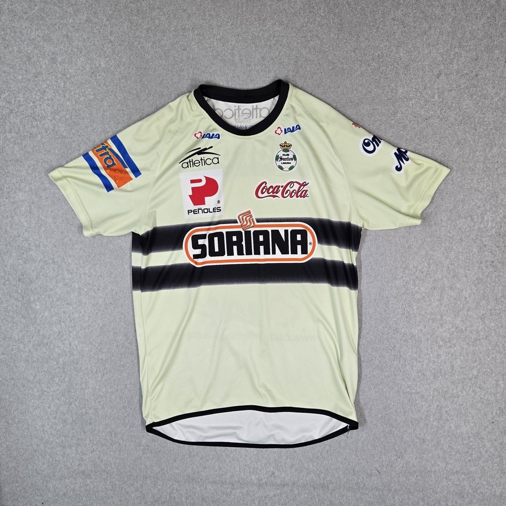 Club Santos Laguna Men Jersey M Light Green Away Kit 2007 Atletica Striped